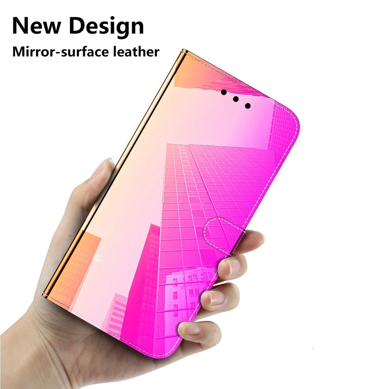 Роскошный зеркальный кожаный флип чехол для Samsung Galaxy Note 10 S8 S9 S10 S20 Plus A40 A50 A70 A10E A20S