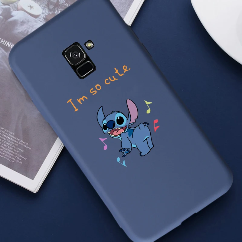 Мягкий силиконовый чехол для телефона из ТПУ с милым рисунком для samsung Galaxy A6 A7 A8 A9 Plus A3 A5 A7 - Цвет: Stitch 3 blue case