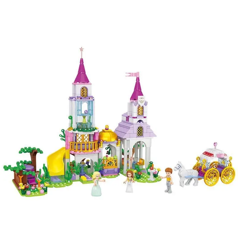 

New Products qun long anzo gao Ql2224 Jenny Princess Carriage Castle Assembled Building Blocks Puzzle Toy GIRL'S 5-12-Year-Old