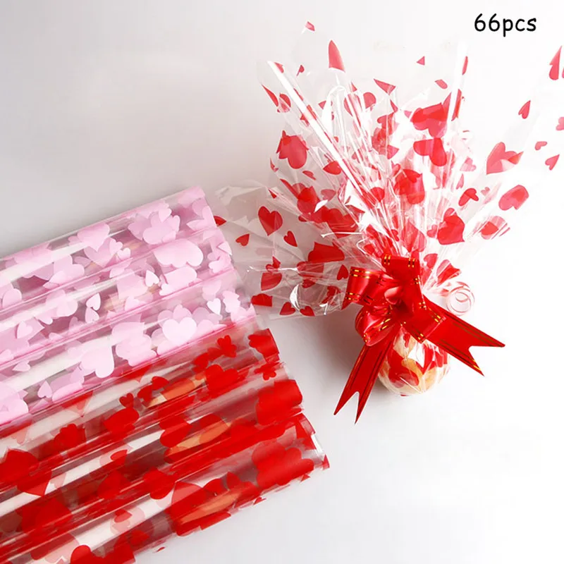 

66pcs Flower Wrapping Paper Transparent Cellophane Heart-shaped Christmas Eve Apple Wrapping Paper Material