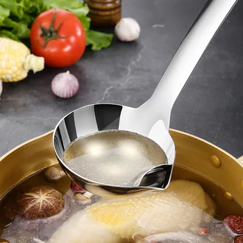 

1Pcs Stainless Steel Oil Filter Strainer Spoon Easy Oil Strainer Pot With Long Handle Kitchen Tools For Hot Pot Fat Skimmer