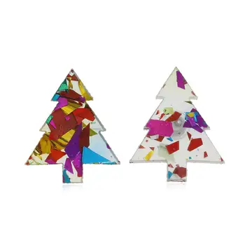 

Colorful Acrylic Christmas Tree Stud Earring for Women Cool Fashion Resin Tree Earrings New Year Party Accessories Girl Gifts
