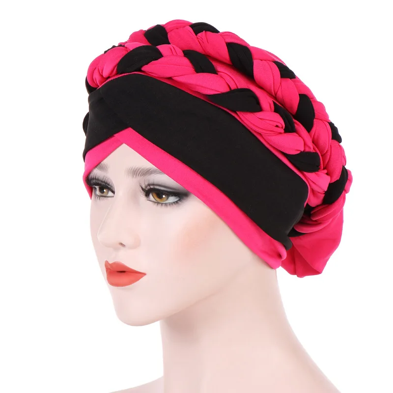 

2018 Muslim New Style Europe And America Foreign Trade Double Color Braid Toque Qmilch India Toque Currently Available
