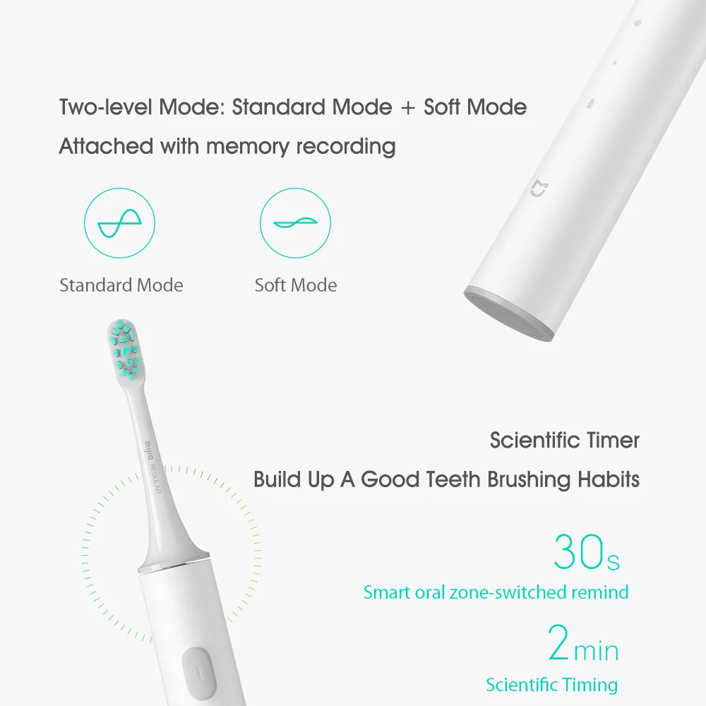 Оригинальная Xiaomi Mijia Sonic электрическая зубная щетка T300 высокочастотная вибрация Магнето 25 дней Срок службы батареи Водонепроницаемая зубная щетка
