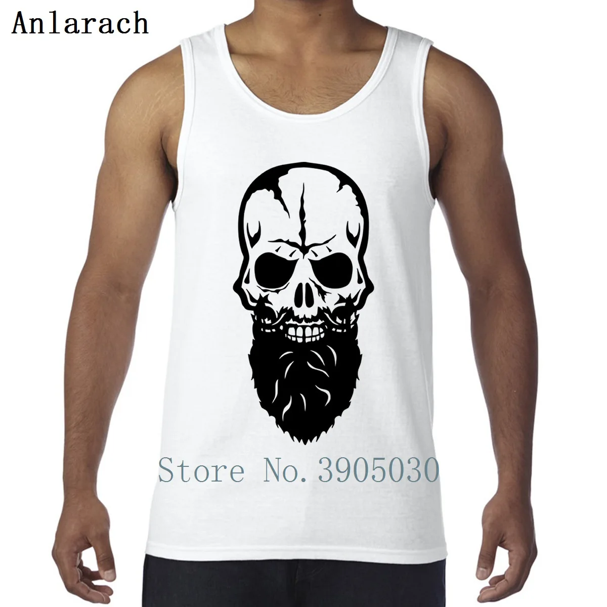 

Skull Beard 25 Vest Unique Anti-Wrinkle Workouts Slim Fit Tank Top Men Designer Sleeveless Classic Anlarach Sunlight