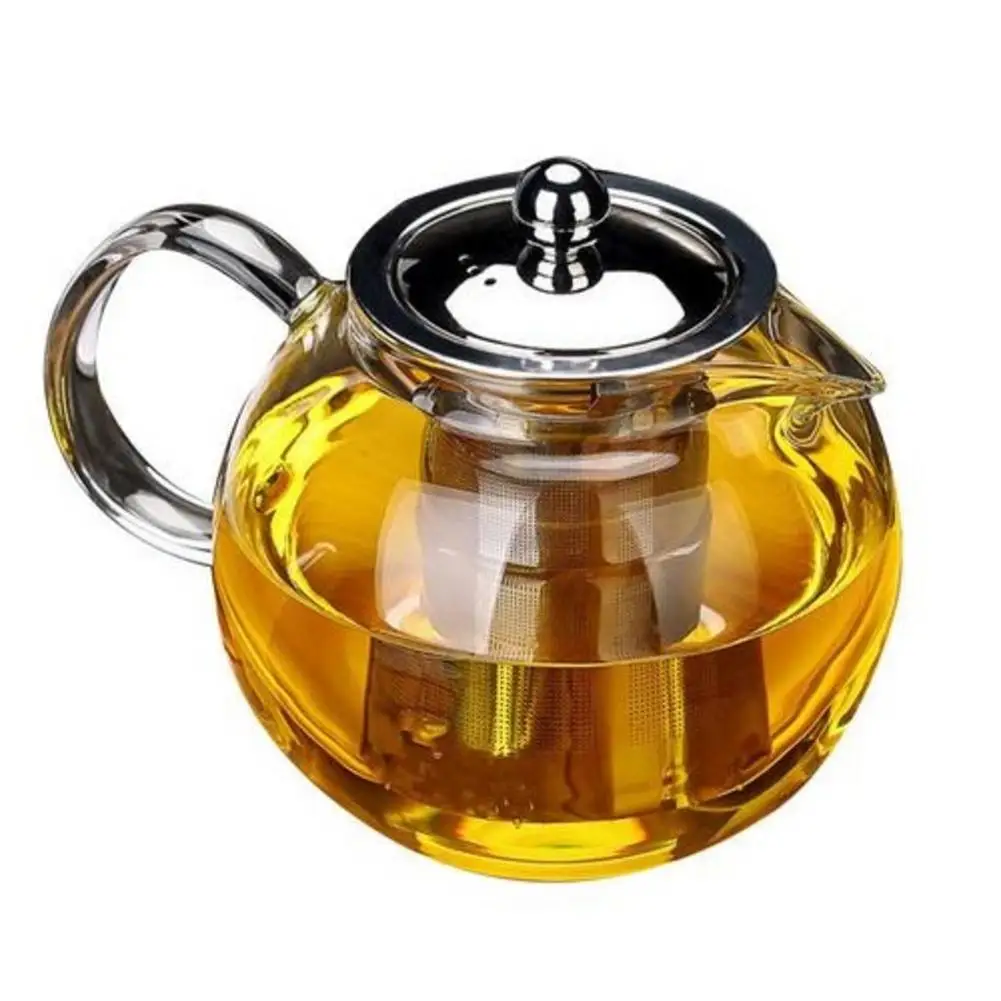 

Transparent Borosilicate Glass Teapot Heat-Resistant Induction Cooker Clear Milk Oolong Flower Tea Pot With Steel Strainer