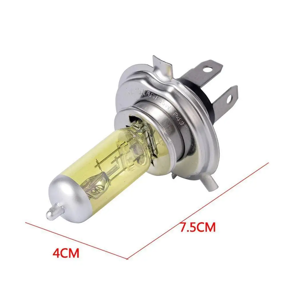 Высокое качество, комплект из 2 предметов H4 12V 60/55W желтый галогенная лампа 3000K ксенона яркие Стекло Нержавеющая сталь основание для автомобильных фар Противотуманные фары Дневные Фары Светильник