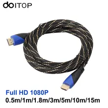 DOITOP Высокоскоростной HDMI кабель позолоченный HDMI к HDMI кабель 1,4 в Full HD 1080P 3D для HDTV xbox PS3 0,5 м 1 м 1,5 м 1,8 м 3 м 5 м 10 м