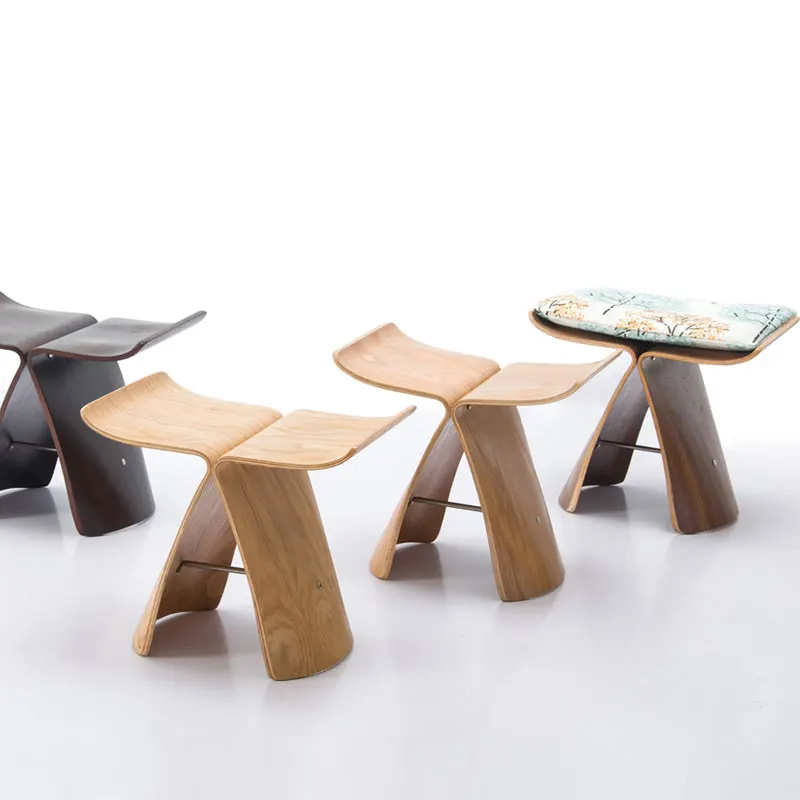 

Footstools Originality Characteristic Bend Wood Low Stool Walnut Wood Solid Wood Chair Shoes Stool Furniture Butterfly Stool