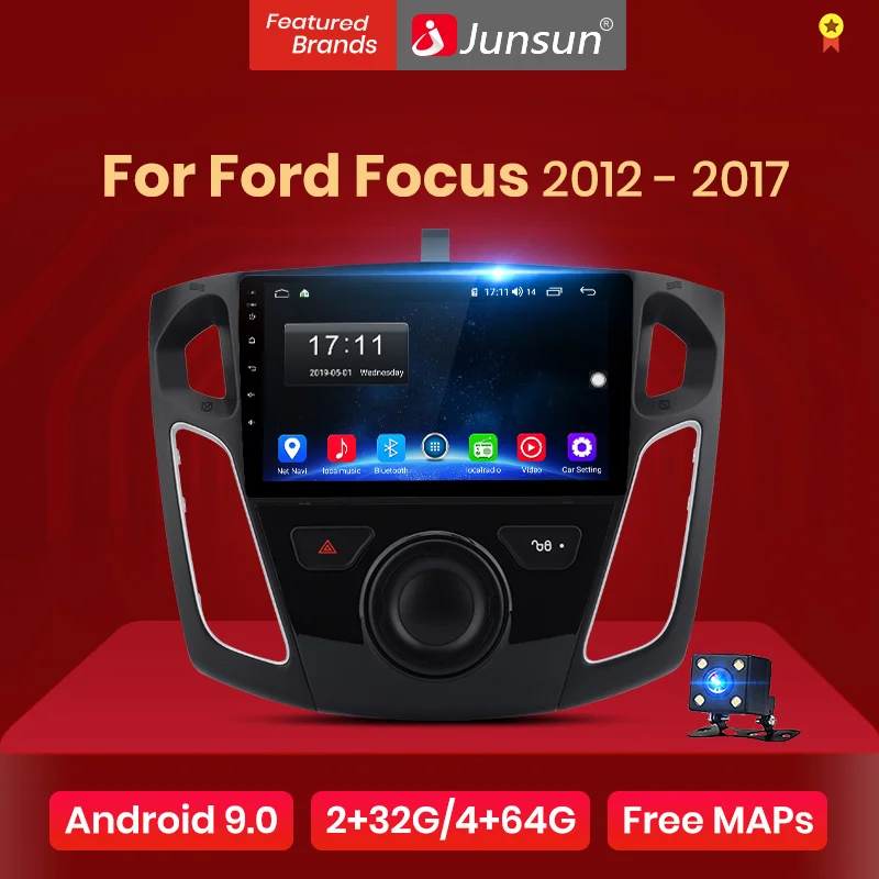 Junsun V1 Android 9 0 2G + 32G DSP автомобильный Радио мультимедийный видео плеер для Ford Focus