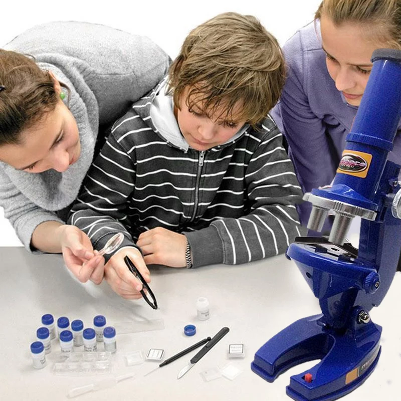 

Simulation Microscope Kit Science Lab W/LED 100X-1200X Educational Toy For Kid
