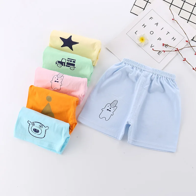 Одежда для малыша, Летние удобные эластичные шорты с мультипликационным принтом для маленьких девочек, Хлопковые Штаны для отдыха для маленьких мальчиков