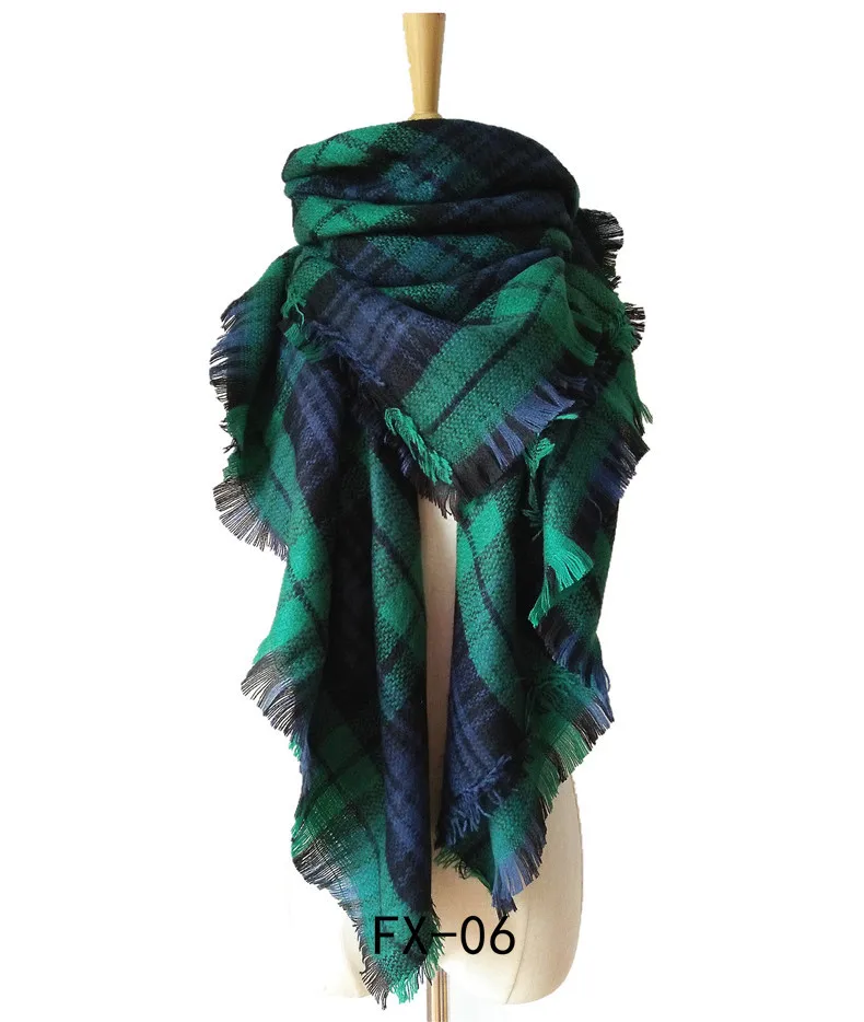 Зимний модный шарф из пашмины в клетку для женщин, теплый кашемировый шарф для шеи, женский красный 140*140 см квадратные шали и обертывания - Цвет: FX-06