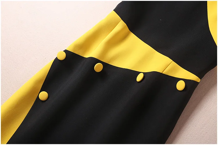 Женская офисная одежда плюс размер платье без рукавов цвет блок пэчворк черный желтый оболочка сексуальные платья XXL новинка осень