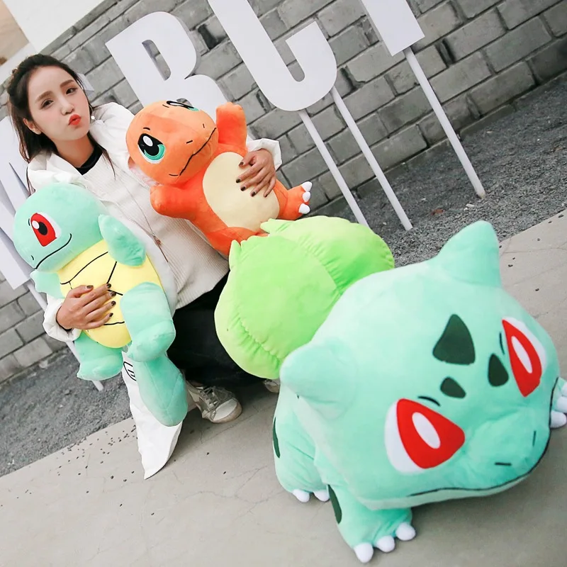 

Large Size Squirtle Small Fire Dragon Bulbasaur Doll Cartoon Anime Peripheral Plush Toys Children Doll Gift
