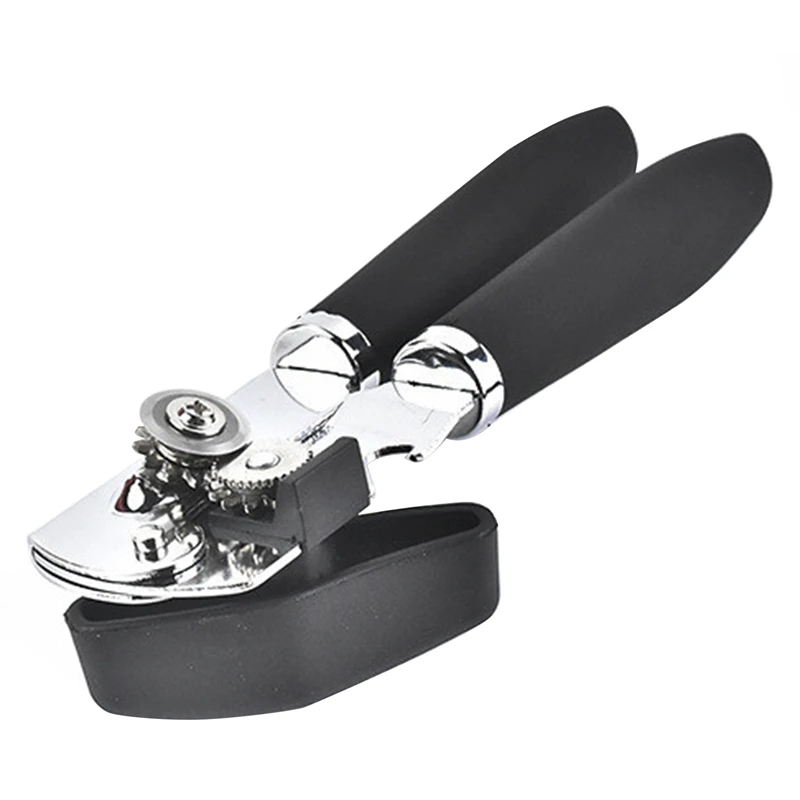 Can Opener Manual Heavy Duty Can Openers Smooth Edge 3-In-1 With Ergonomic Non-Slip Rubber Soft Handle Easy Turn Ultra Sharp