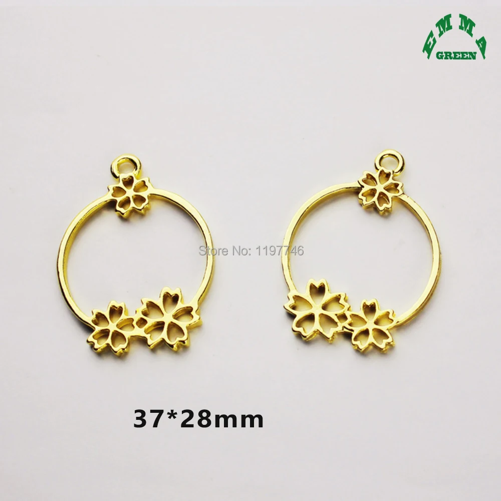 

Gold Circle Mold Charm Wreath flower Hollow Metal Pendants Charms Accessories for Jewelry Making Handmade Finding 20pcs 37mm