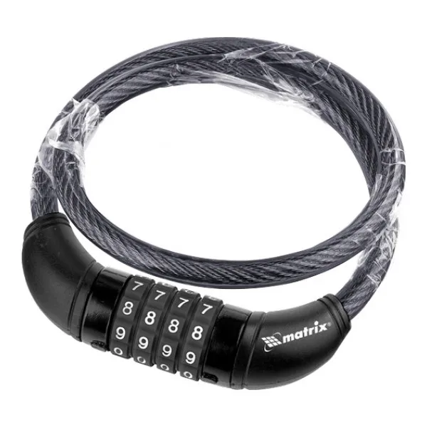 Велосипедный замок Matrix троссовый универсальный с кодовым механизмом 10 х 950 мм |