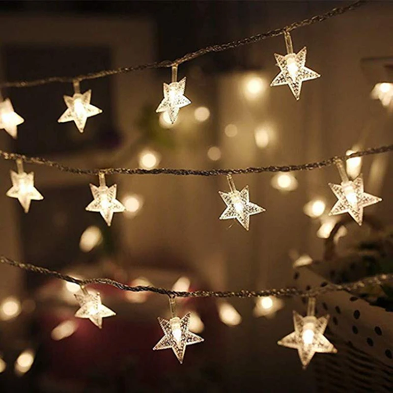 

3 m 20pcs LED Star Warm Color Light String Merry Christmas Tree Decorations For Home Ornaments 2020 Happy New Year Xmas Supplies