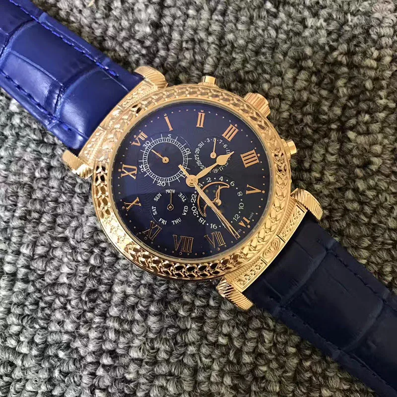 Модные мужские часы из кожи AAA s PP SKY MOON Tourbillon, дизайнерский чехол с гравировкой, автоматические часы, мужские Роскошные наручные часы от ведущего бренда