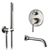 Brushed Rose Gold Shower Faucet Dual Control Wall Mounted Single Handheld Shower And Spout Hot And Cold Bathroom Bathtub Tap Sho 2