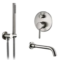 Brushed Rose Gold Shower Faucet Dual Control Wall Mounted Single Handheld Shower And Spout Hot And Cold Bathroom Bathtub Tap Sho 2