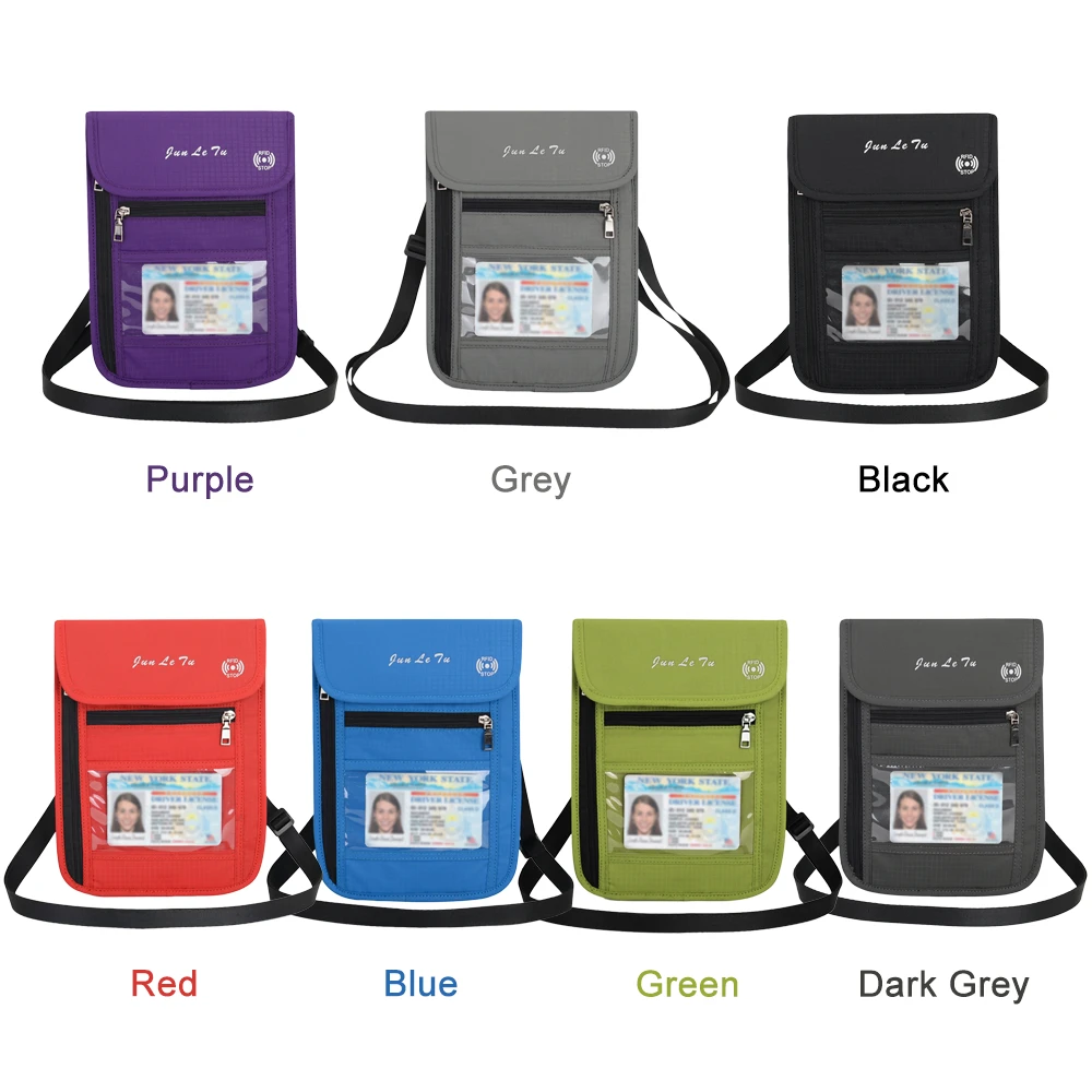 Lixada Colorful Neck Pouch Wallet with RFID Blocking Passport Holder Document Organizer Card Key Bag for Men Women