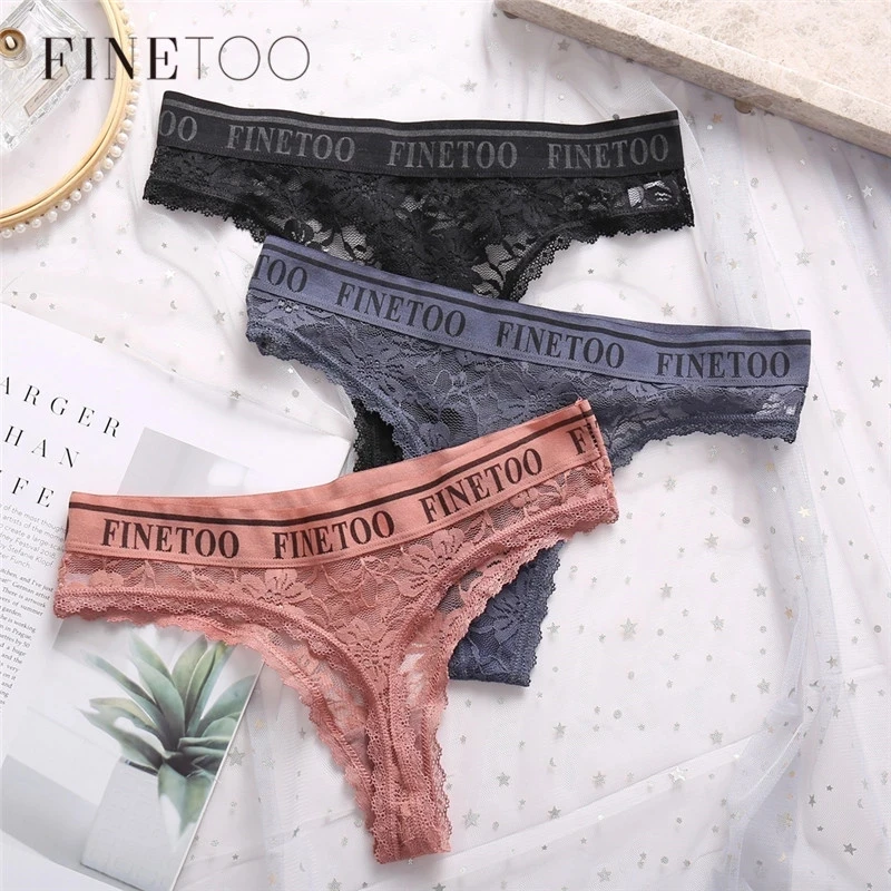 Womens Panties FINETOO Lace Thongs Sexy Floral G String Women Bow