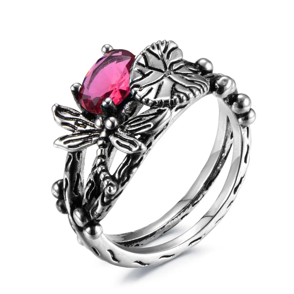 Bague Ringen, винтажное серебро 925, ювелирное изделие, кольца для женщин в форме насекомых, Овальные, синие, зеленые, фиолетовые кольца из розовых драгоценных камней, Подарок на годовщину