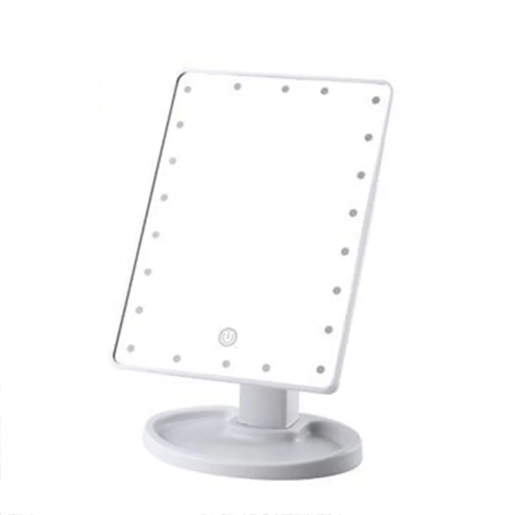 22 LEDs Mirror LED Makeup Vanity Square Mirror Double-Sided Lighted Mirrors for Bathroom Bedroom USB Type