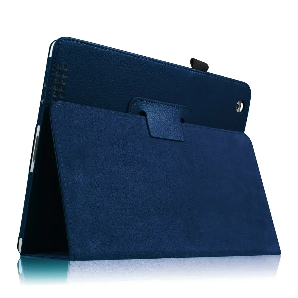 For iPad 2 3 4 Case with Apple Pencil Holder Cover,Premium Leather Folio Stand Cover Case for iPad 2 3 4 A1395 A1460 A1416 A1430 - Цвет: for iPad 2 dark blue