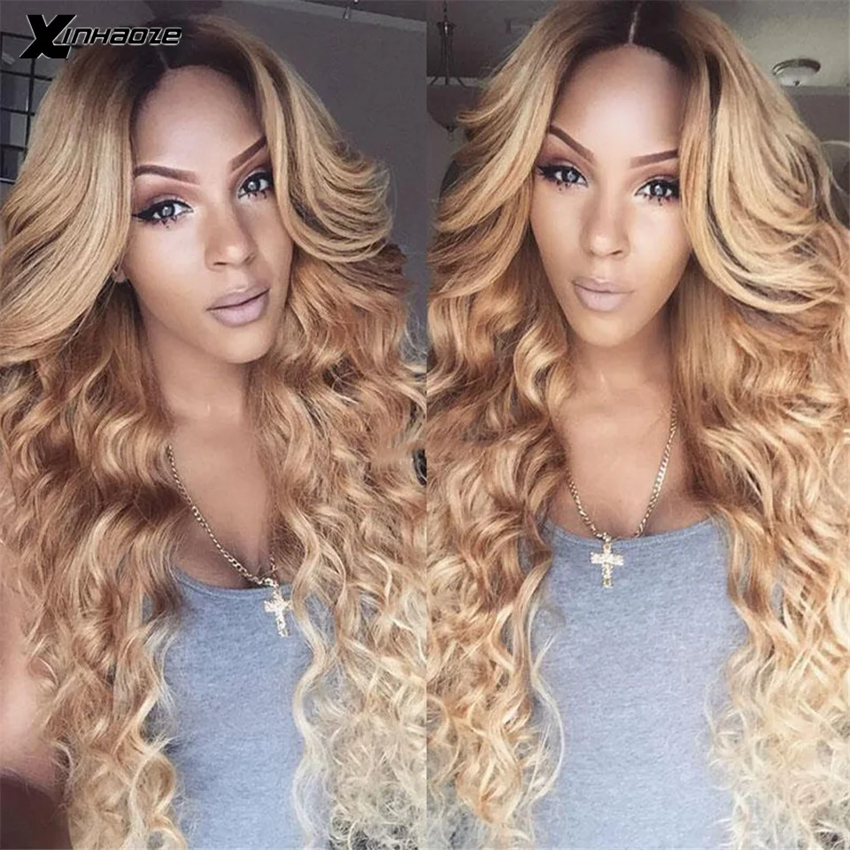 

Xinhaoze Body Wave Ombre Color 1B 27 Pre Plucked 13*6 Lace Front Human Hair Wigs Brazilian Remy Human Hair Wig For Women