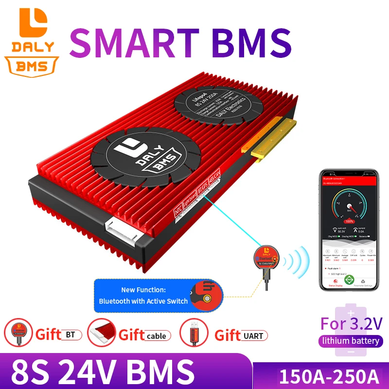 Smart BMS 8S 24V Llifepo4 lithium-batterie pack gemeinsame port mit balance 150A 200A 250A uart 485 KONNEN fur solar energie | Электроника