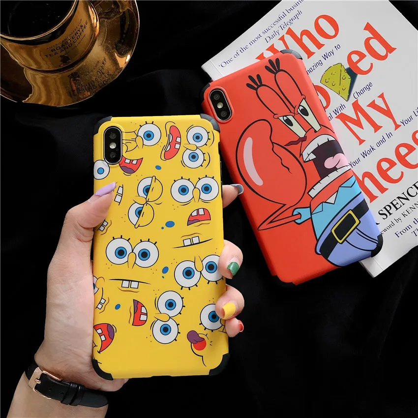 

For iphone 11 Pro Max cartoon SpongeBob Crab boss Anti-drop Mobile phone case For iphone 6 6S 7 7plus 8 8plus X XR XS MAX cover