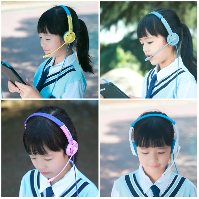 Online Classes Wired Stereo Headphone with Microphone USB 3 5mm Interface Gaming Headset Laptop Computer PC Earphone