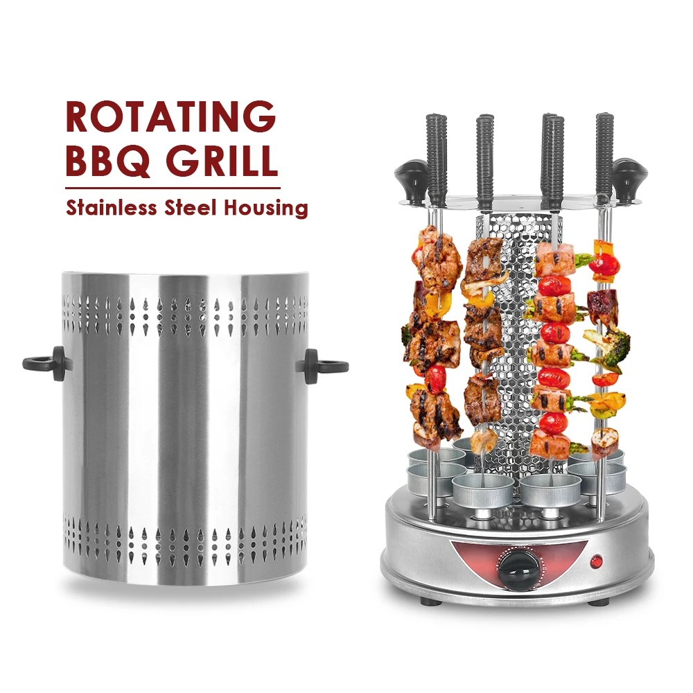 ElectricRotatingBBQGrillSmokelessAutomaticRotaryBarbecueKebab