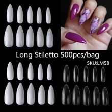 

White Extra Long False Nails Stiletto Tips Sharp End Stilettos Fake Nail UV Gel Manicure Easy Apply Artificial Nails Salon