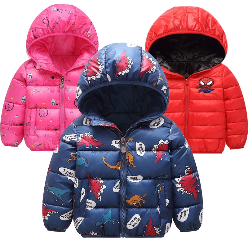 

Children Jacket Winter Warm 2- 8 Y Boys Dinosau Outerwear Girls Cartoon Spring Coat Baby Kids Hooded Coat Clothing Child Vest