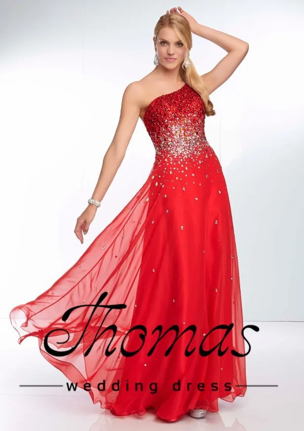 Rs-21 venda quente сексуальное um-linha cristal frisado um ombro vestidos шифоновое длинное платье для выпускного вечера