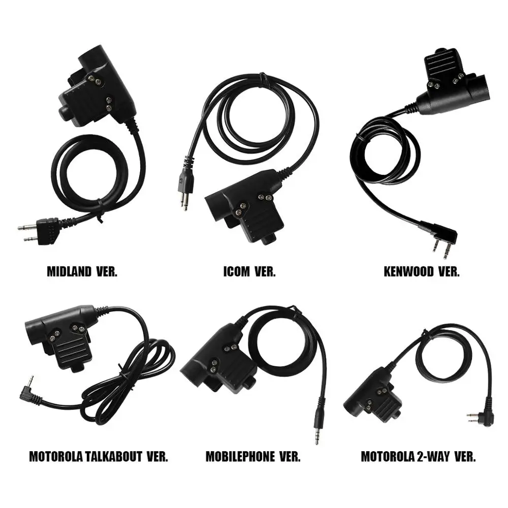 

U94 PTT Tactical Headset Airsoft Military Adapter Plug Push to Talk for Kenwood /Motorola 2- way/Motorola/ICOM/Midland/Phone
