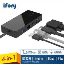 iFory Type C Hub, USB C Adapter with HDMI/VGA, Ethernet, USB 3.0 For MacBook Pro Air Dock Type-C Ports Splitter Hab iFory Type C Hub, USB C Adapter with HDMI/VGA, Ethernet, USB 3.0 For MacBook Pro Air Dock Type-C Ports Splitter Hab