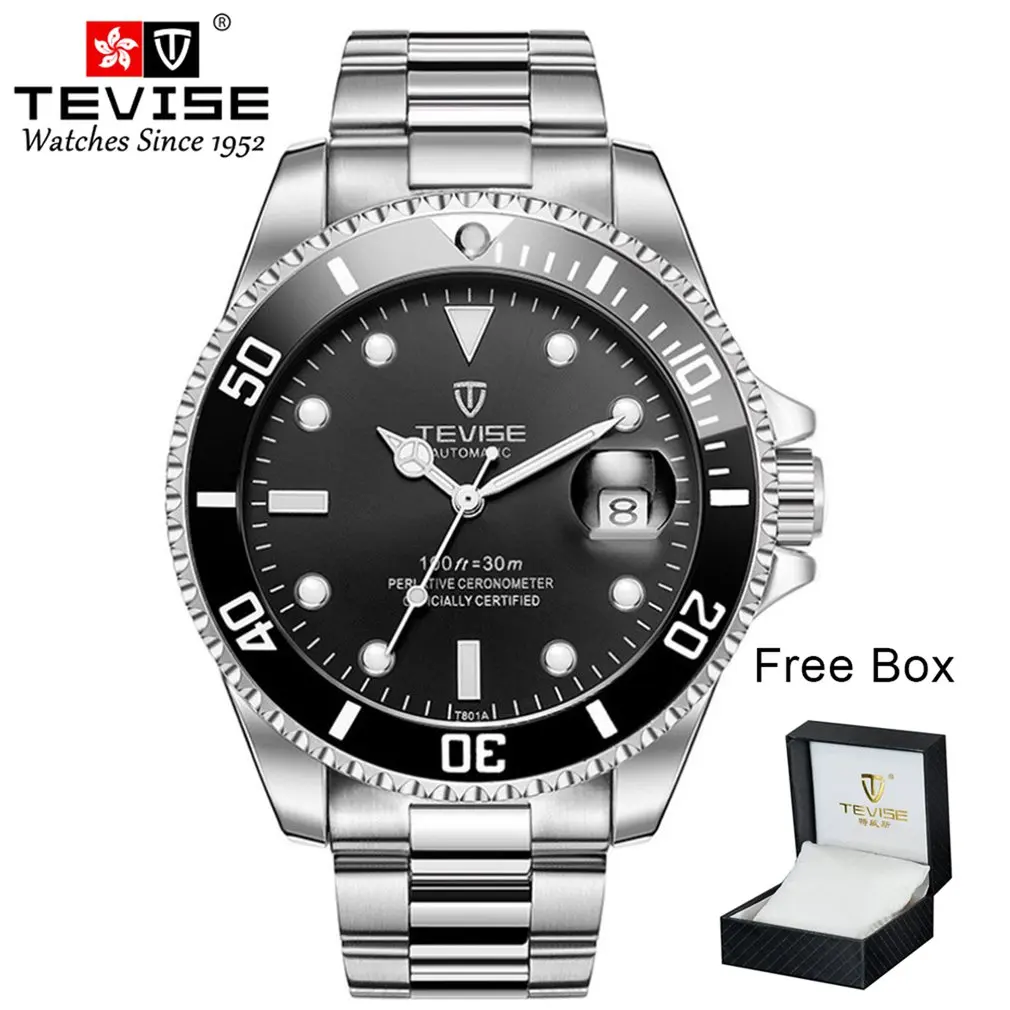 

Tevise Green Water Ghost Watch Men'S Mechanical Watch Steel Belt Waterproof Single Folding Buckle Automatic Watch 15 colors
