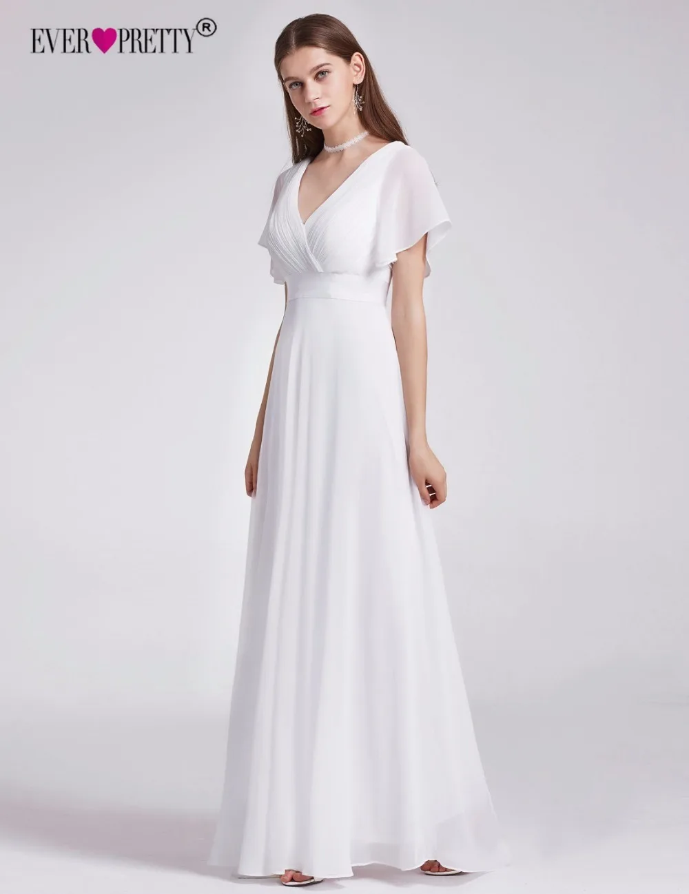 Plus Size Beach Wedding Dress 2020 Short Sleeve Elegant Chiffon Long Simple  Mariage Wedding Gown Ever Pretty Vestido De Noiva - AliExpress Weddings &  Events