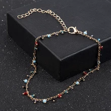 Простые цветные ножные браслеты из бисера для женщин Аксессуары для ног летний босиком на пляже браслет под сандалии женские ботильоны