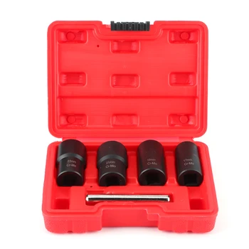 

Lock Nut Remover Including 4 Spcifications Of Twist Sockets And 1 Straight Bar For Remove Damaged Or Worn Nuts