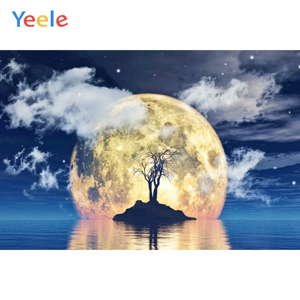 

Yeele Halloween Photocall Moon Sea Isolated island Photography Backdrops Personalized Photographic Backgrounds For Photo Studio