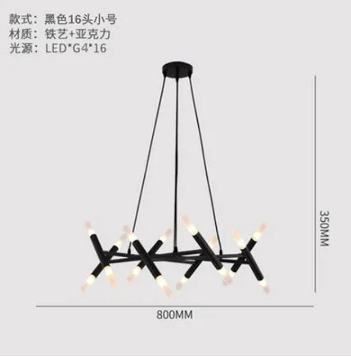 Post Modern Acrylic Hanging Lamps Led Pendant Light Room Lamp Loft Suspension Luminaire Living Room Deco Gold Lustre Hanglamp - Цвет корпуса: 16 heads black