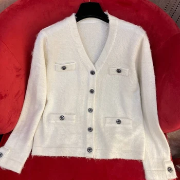 

vintage stylish cardigan sweater women 2019 fashion autumn warm long sleeve outerwear chic england style top