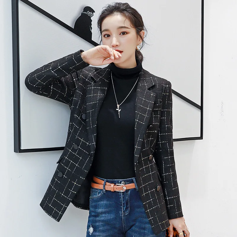 

Business WOMEN'S Dress 2019 Autumn New Style Small Suit Women's Fashion Ol Casual Korean-style Plaid Suit Coat
