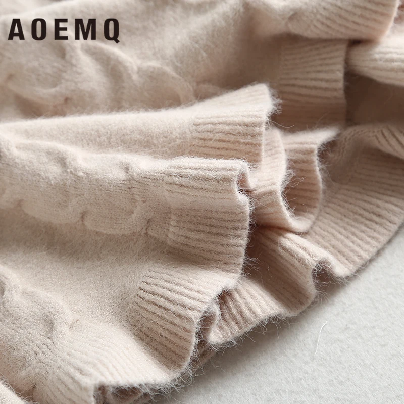 AOEMQ/повседневные юбки; 3 цвета; однотонные драпированные юбки-русалки с волнами рыбы; хлопковые зимние теплые плотные юбки для девочек; женская одежда